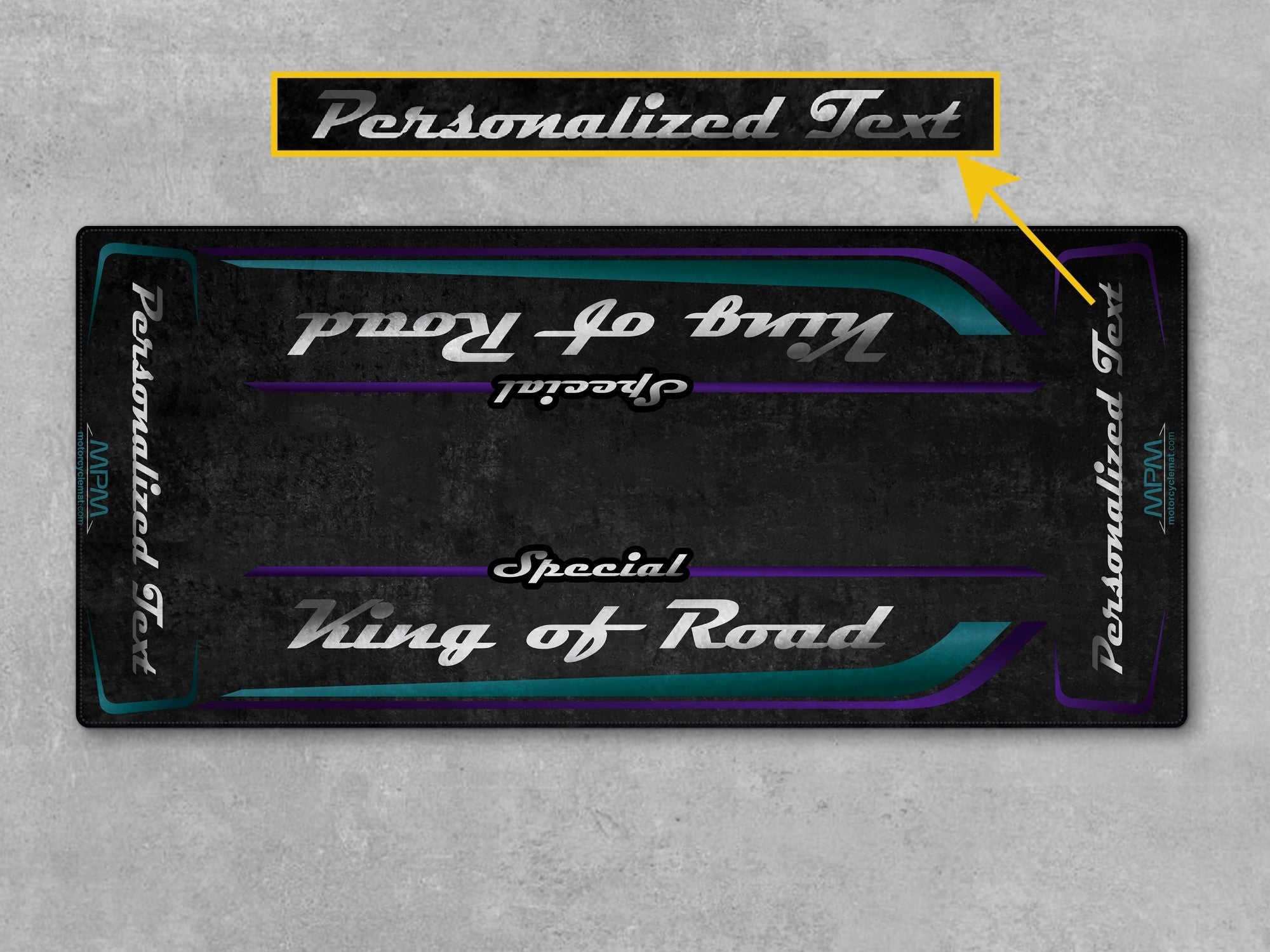 Motorcycle Mat for Cruiser Motorcycle "Special King of Road" - MM7346