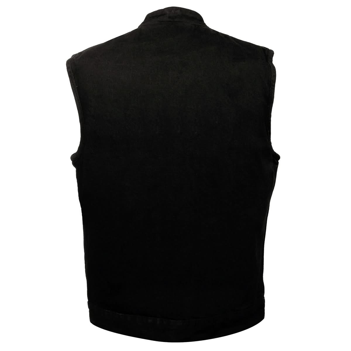 Milwaukee Leather DM2238 Men's Classic Black Denim Club Style Vest with Snap Button Closure