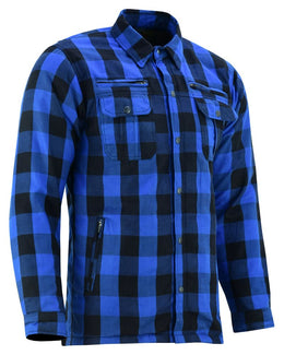 Lumberjack Men's Armored Motorcycle Flannel Shirt - Blue Flannel Renegade Classics