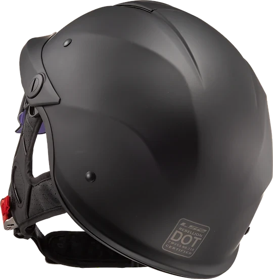 Rebellion Solid Half Motorcycle Helmet W/ SunShield Matte Black Helmets LS2 Helmets