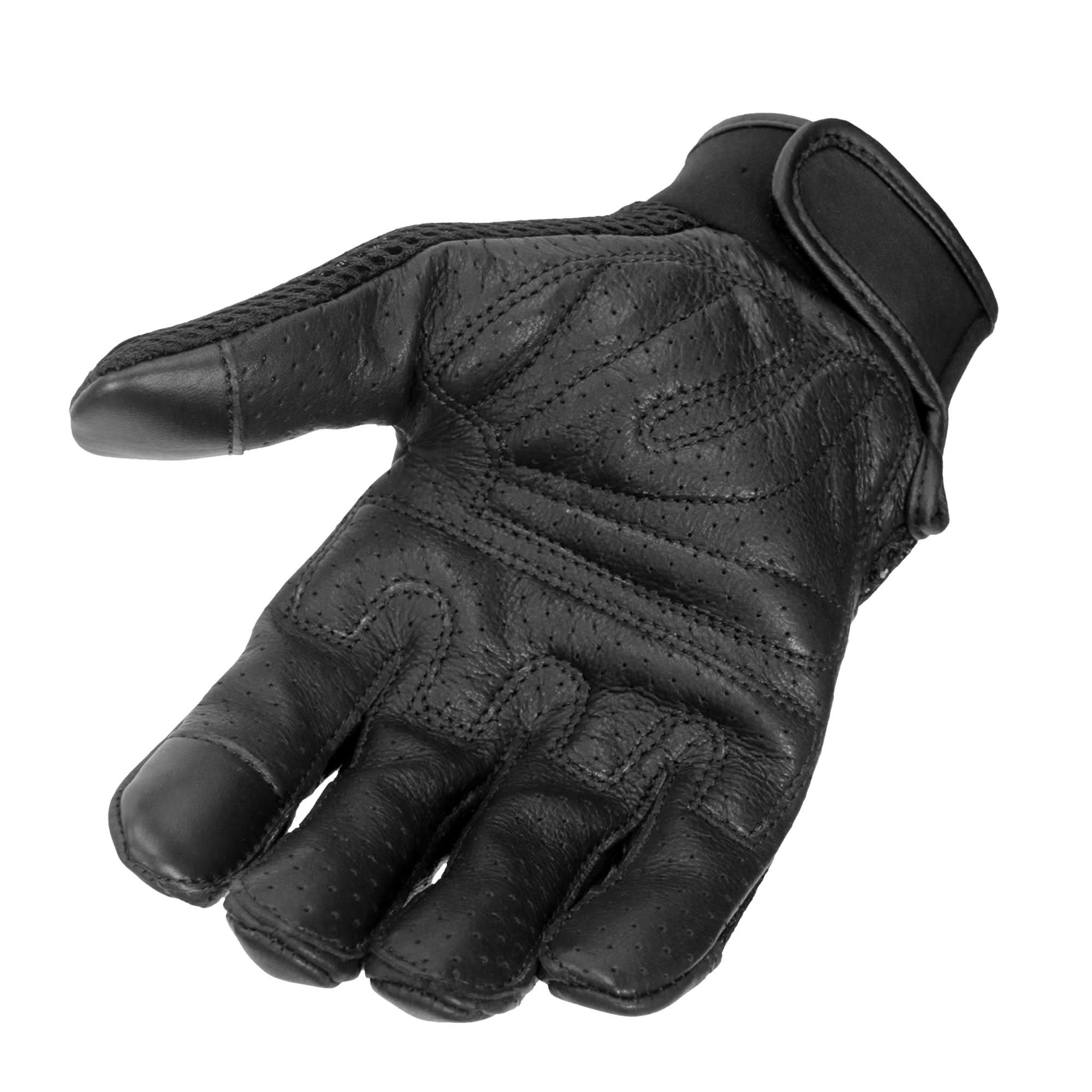 Hot Leathers GVM1027 Men's Mesh and Leather Gloves with Piping
