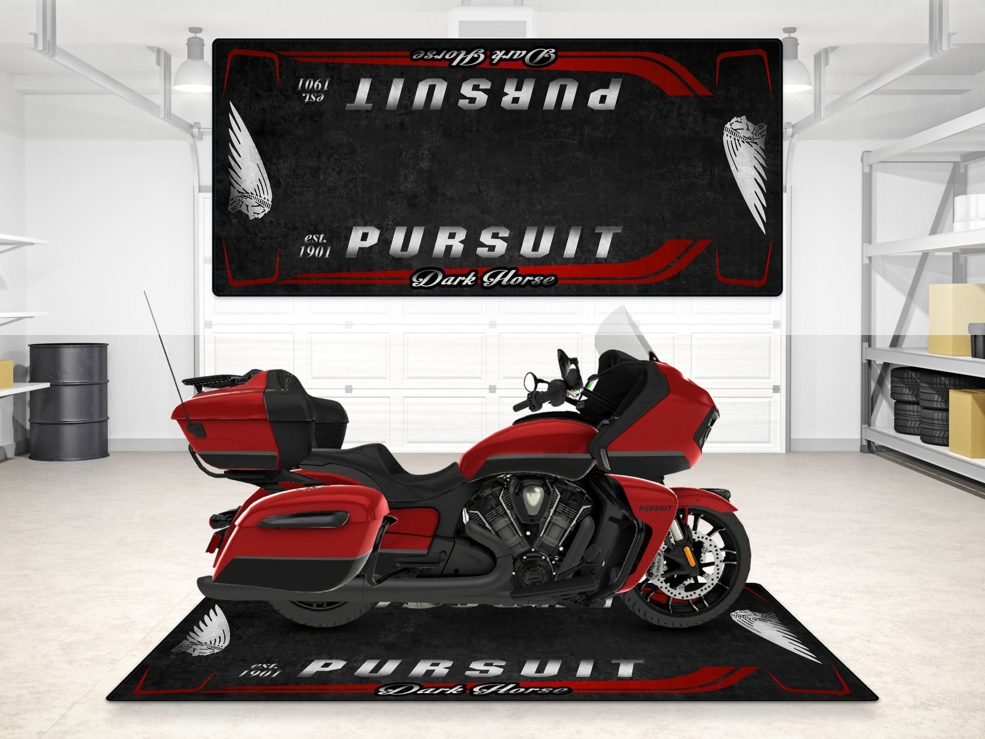 Designed Pit Mat for Indian Pursuit Dark Horse Motorcycle - MM7339