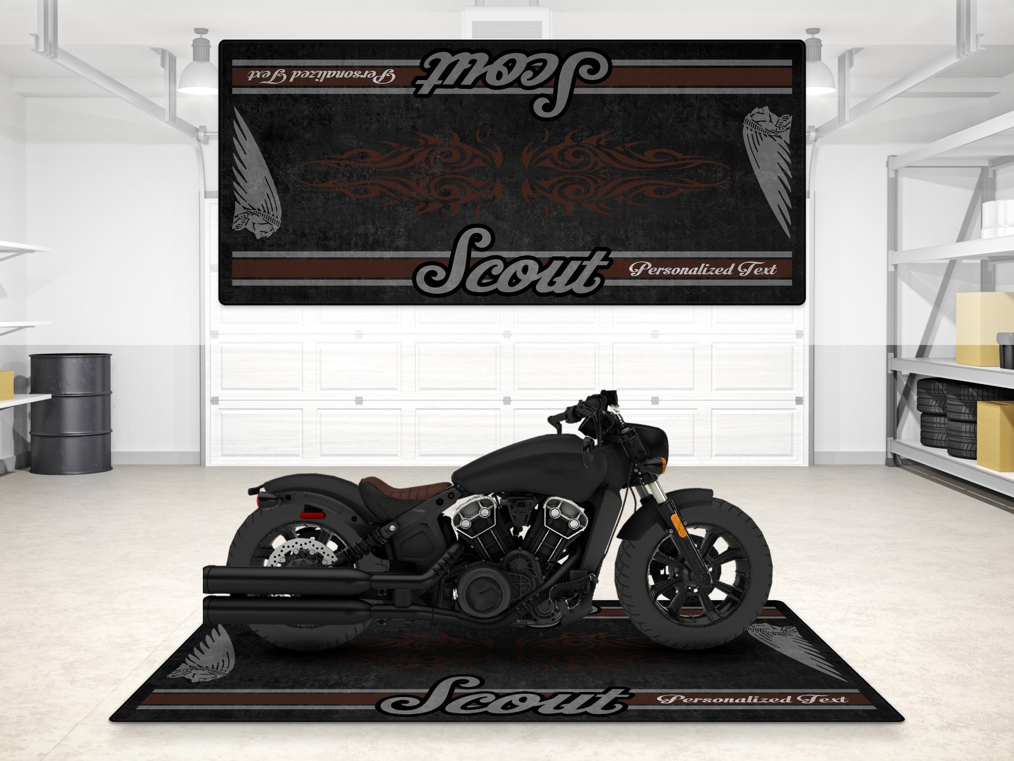 Designed Pit Mat for Indian Scout Bobber Motorcycle - MM7321
