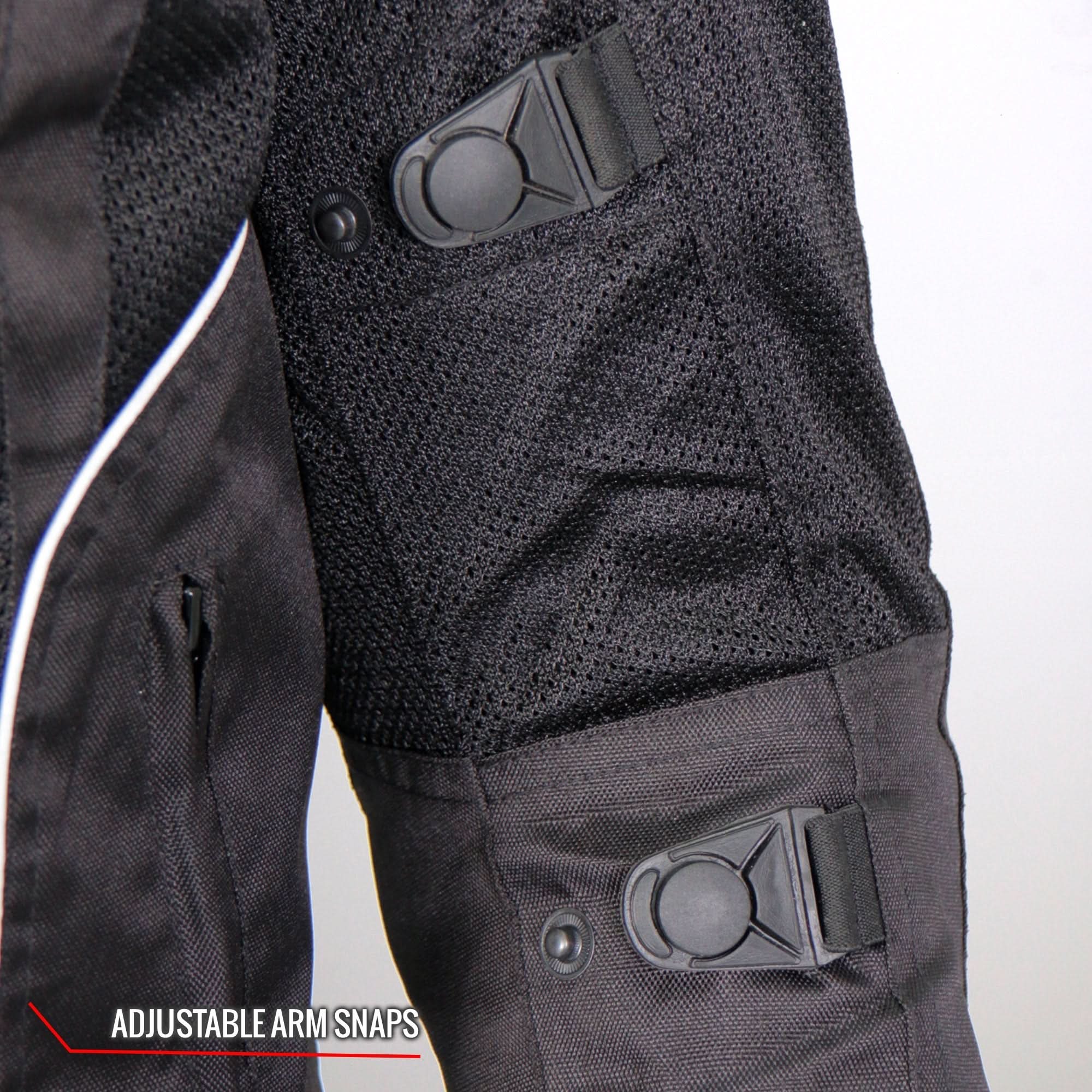 Hot Leathers JKM1025 Men’s Black Biker Armored Nylon Mesh Motorcycle Jacket with Reflective Piping and Concealed Carry Pocket