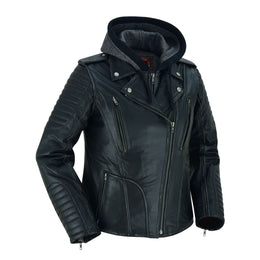Rush Charm Women's Premium Cowhide Moto Jacket
