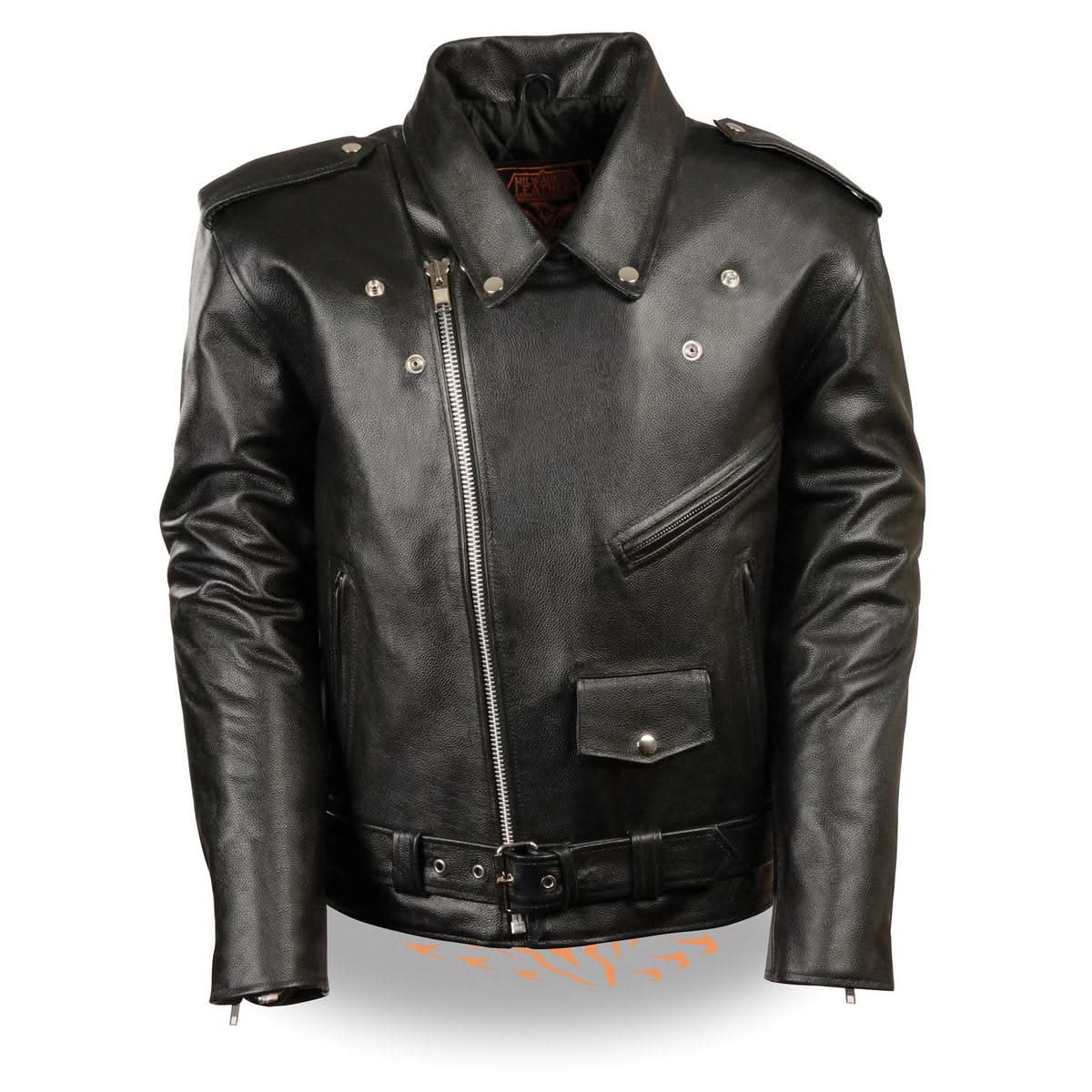 Milwaukee Leather LKM1781 Men's The Legend Classic Black Premium Leather Motorcycle Jacket w/ Quilted Liner