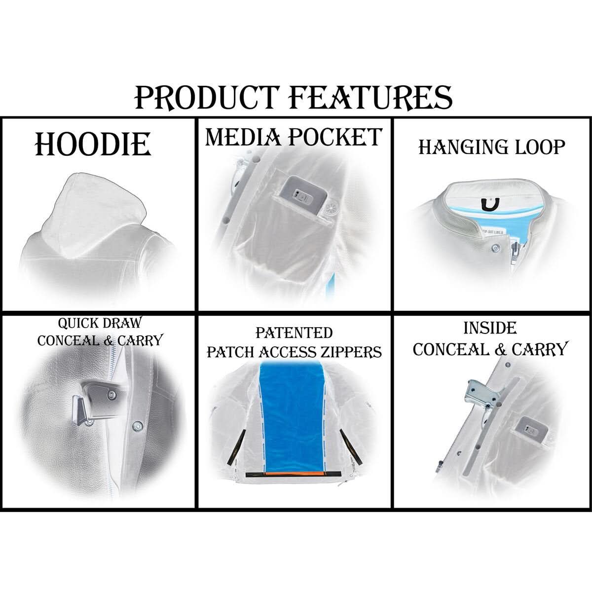 Milwaukee Leather LKM3714 Men's Black Club Style '2 in 1' Zipper Leather Vest with Removable Full Sleeve Hoodie