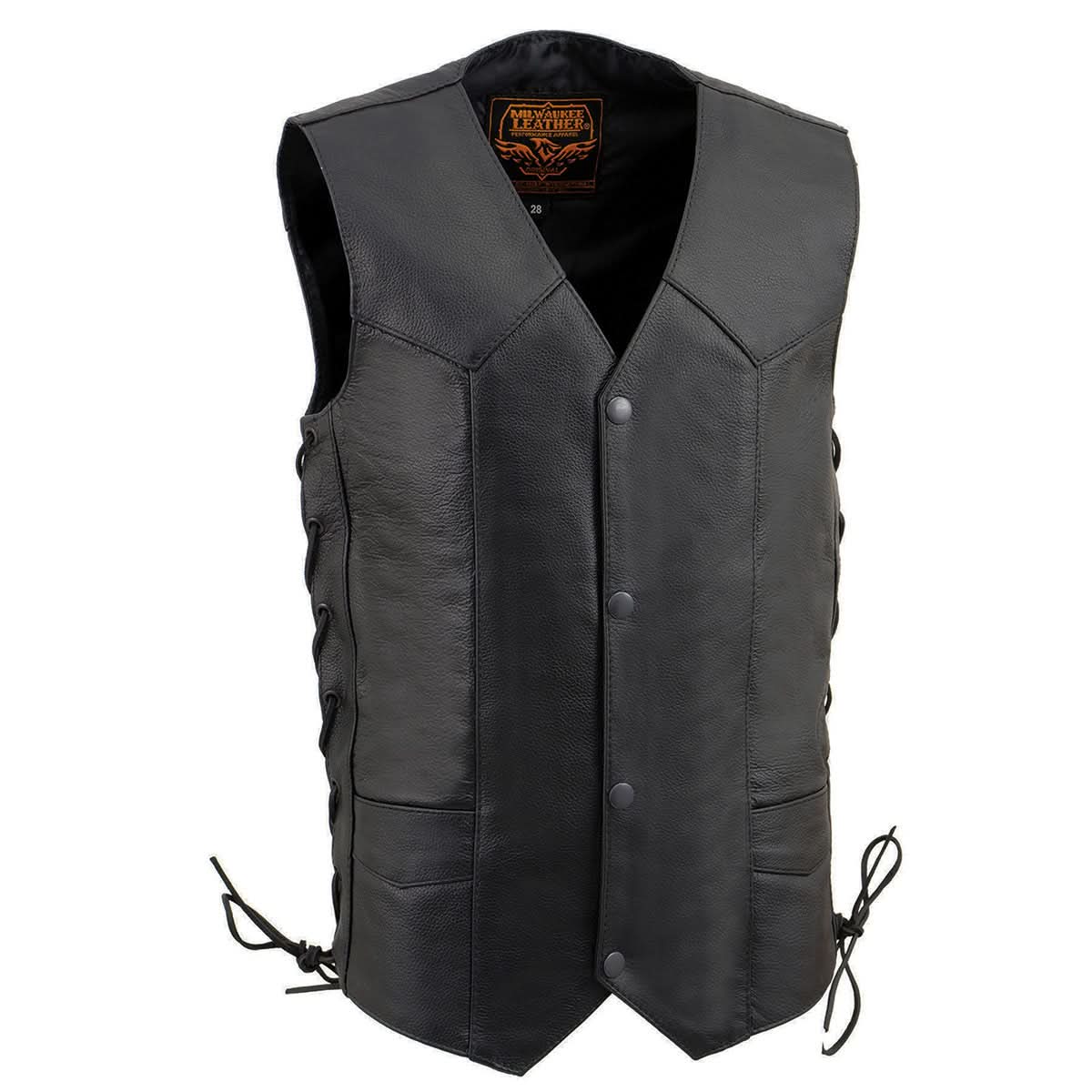 Milwaukee Leather LKY3860 Youth Size Black Leather Motorcycle Riders Vest w/ Side Lace