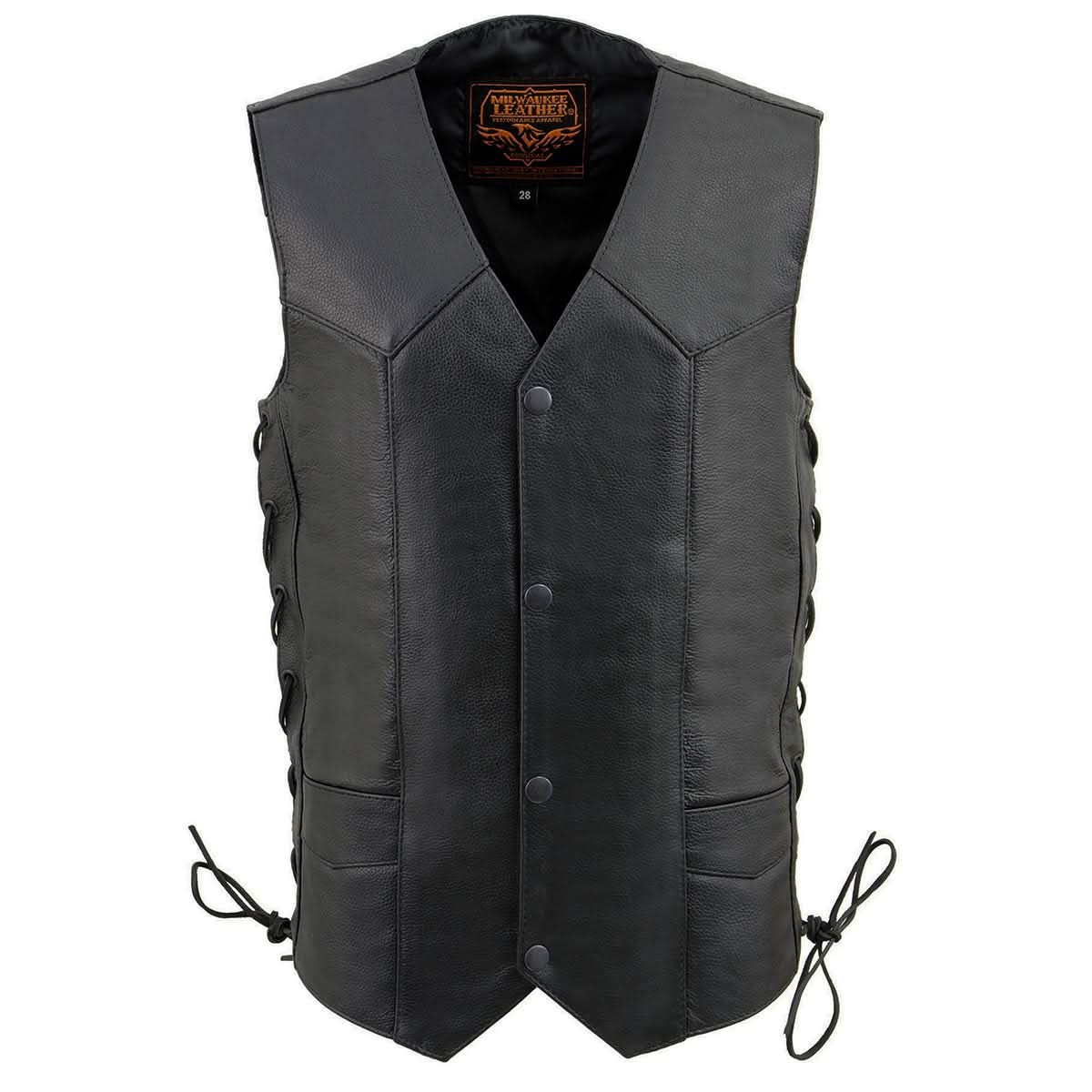 Milwaukee Leather LKY3860 Youth Size Black Leather Motorcycle Riders Vest w/ Side Lace