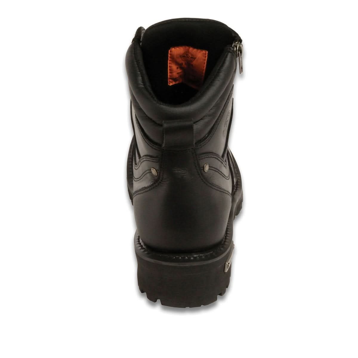 Milwaukee Leather Men's Black Leather 6-inch Lace-Up Motorcycle Biker Rider Boots w/ Zipper Closure MBM9050