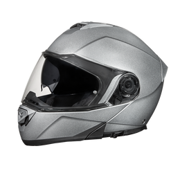 Daytona Glide Modular Motorcycle Helmet - DOT Approved, Bluetooth Ready, Dual Visor, Men/Women/Youth- Silver Metallic