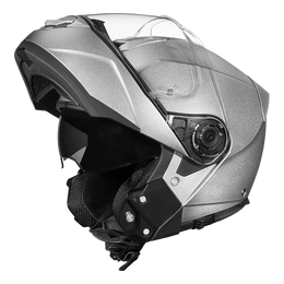 Daytona Glide Modular Motorcycle Helmet - DOT Approved, Bluetooth Ready, Dual Visor, Men/Women/Youth- Silver Metallic