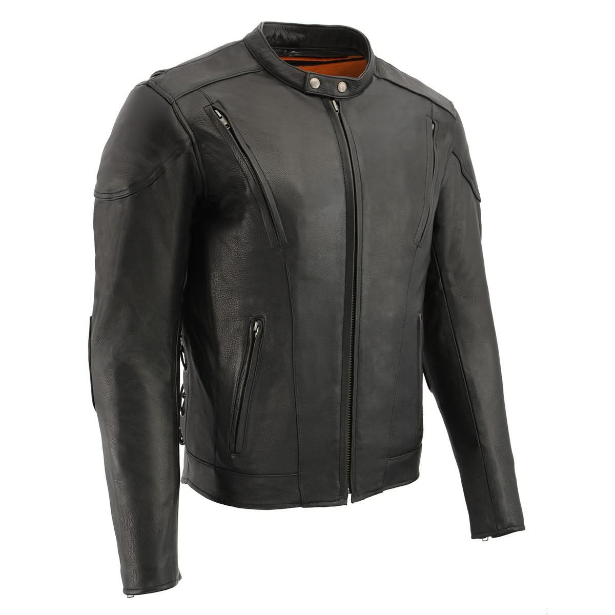 Milwaukee Leather ML1010 Men's Side Lace Vented Black Leather Scooter Jacket