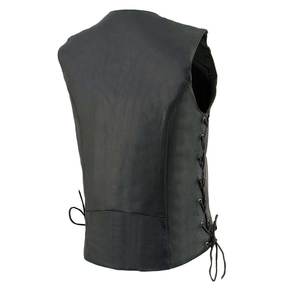 Milwaukee Leather MLL4500 Women's Classic Black Leather V-Neck Motorcycle Rider Vest w/ Side Laces