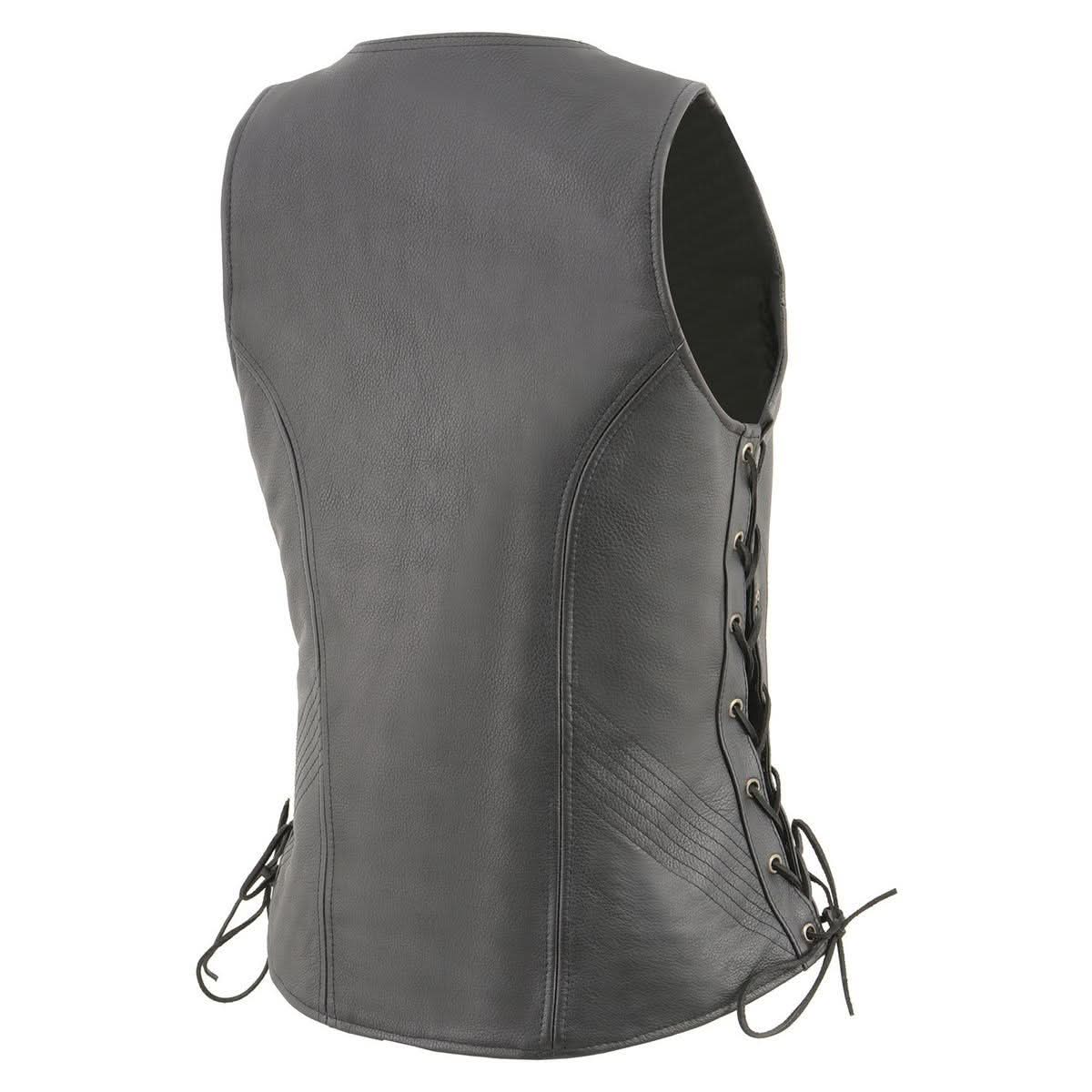 Milwaukee Leather MLL4532 Women's Side Laced Premium Black Leather Motorcycle Rider Vest w/ Cool-Tec Leather Treatement