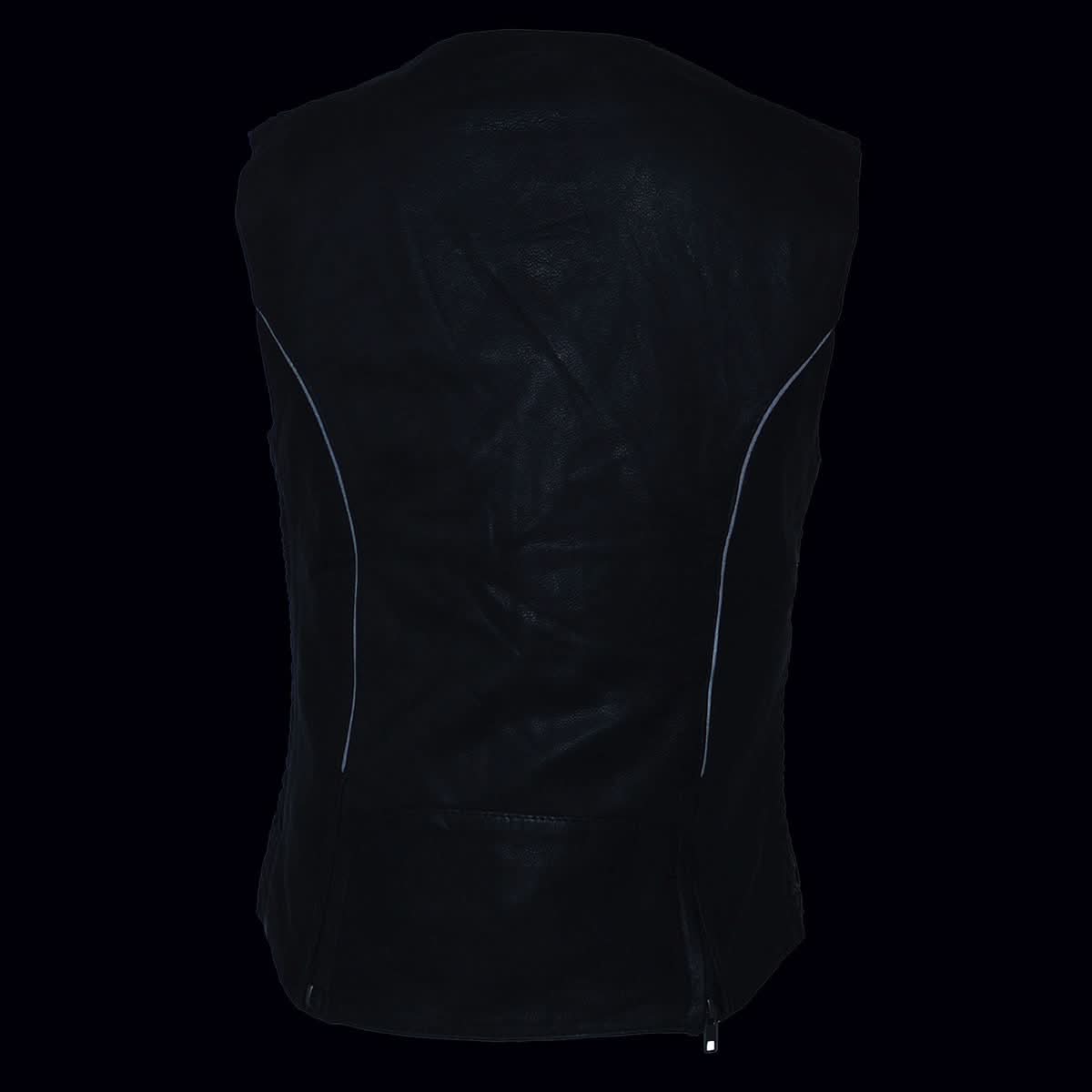 Milwaukee Leather MLL4571 Women's Black Lightweight Motorcycle Leather Vest w/ Crinkled Leather Design