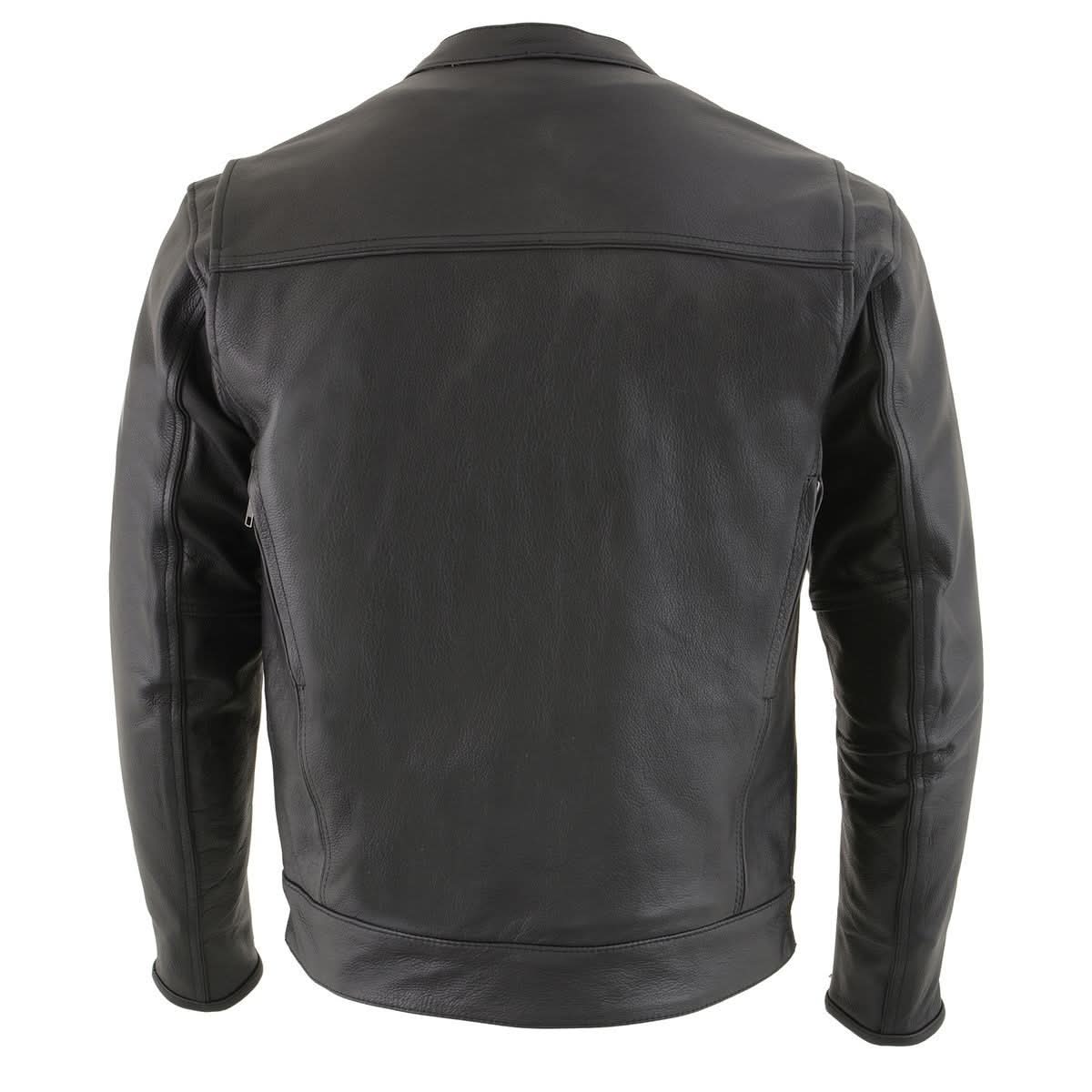 Milwaukee Leather MLM1506 Men's Black Premium Leather Motorcycle Jacket w/ Utility Pockets Cool-Tec Leather Treatement
