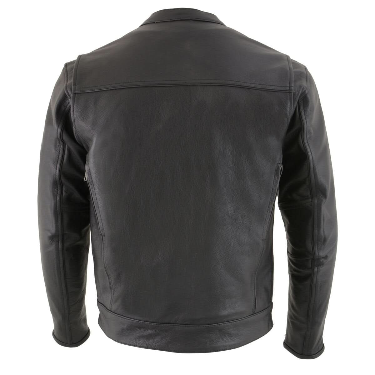 Milwaukee Leather MLM1506 Men's Black Premium Leather Motorcycle Jacket w/ Utility Pockets Cool-Tec Leather Treatement