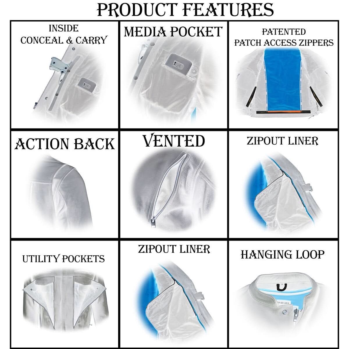 Milwaukee Leather MLM1506 Men's Black Premium Leather Motorcycle Jacket w/ Utility Pockets Cool-Tec Leather Treatement