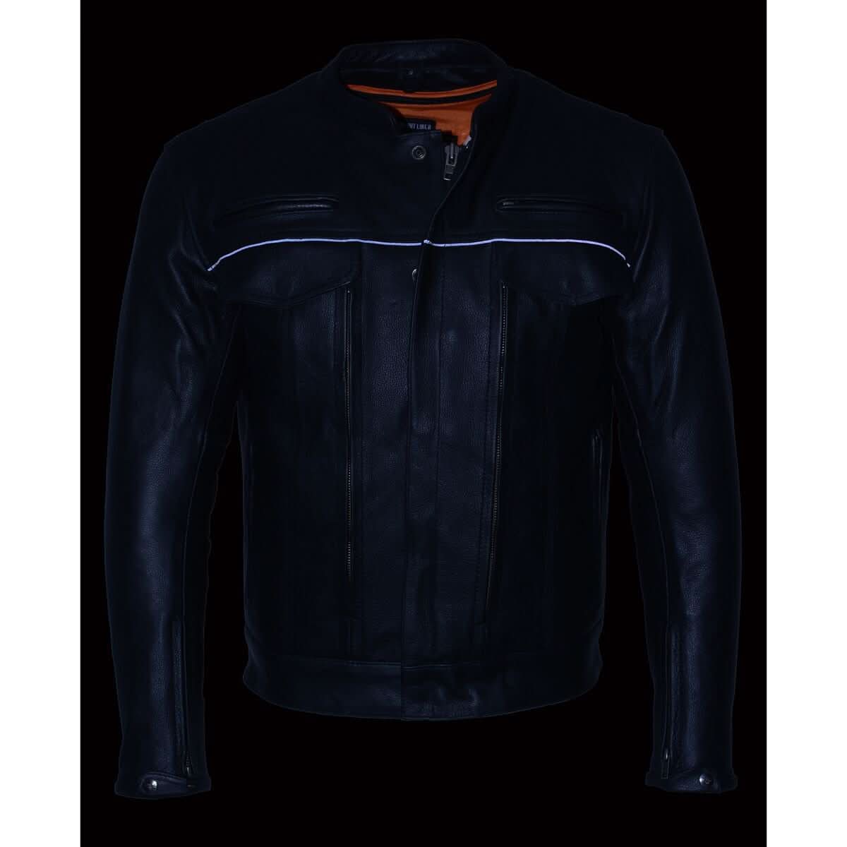 Milwaukee Leather MLM1506 Men's Black Premium Leather Motorcycle Jacket w/ Utility Pockets Cool-Tec Leather Treatement
