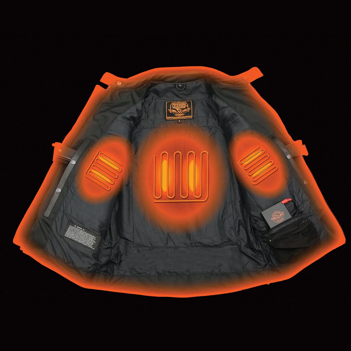 Milwaukee Leather Heated Jacket for Men's Black Cowhide Leather - Motorcycle Vented Jacket for All Seasons MLM1513