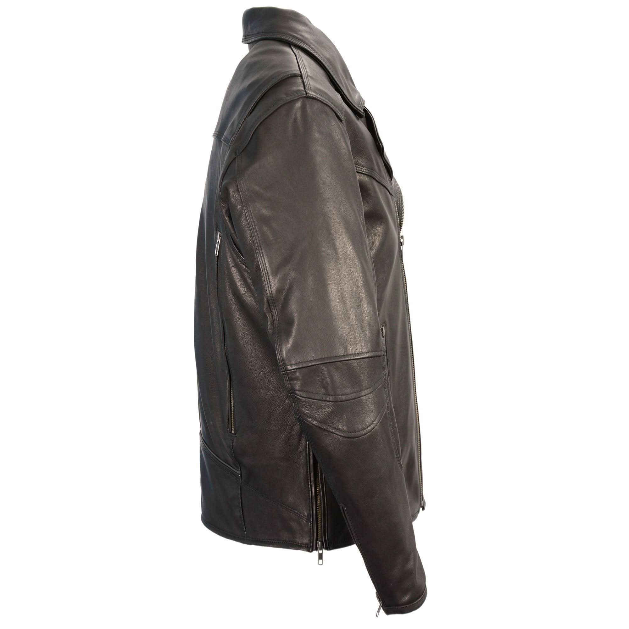 Milwaukee Leather MLM1516 Black Real Leather Motorcycle Jacket for Men – Vintage Brando Style Biker Jacket