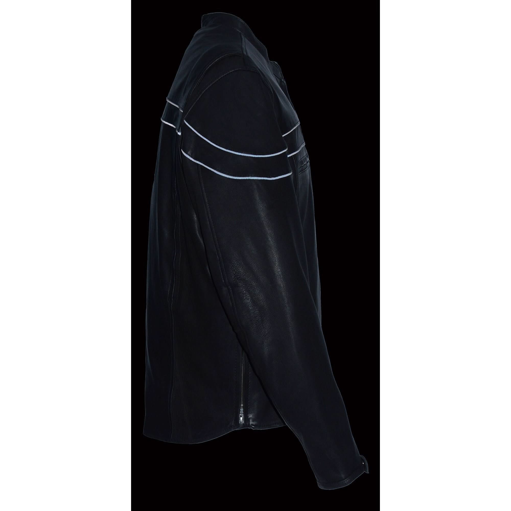 Milwaukee Leather MLM1525 Men's ‘Crossover’ Black Leather Lightweight MC Jacket