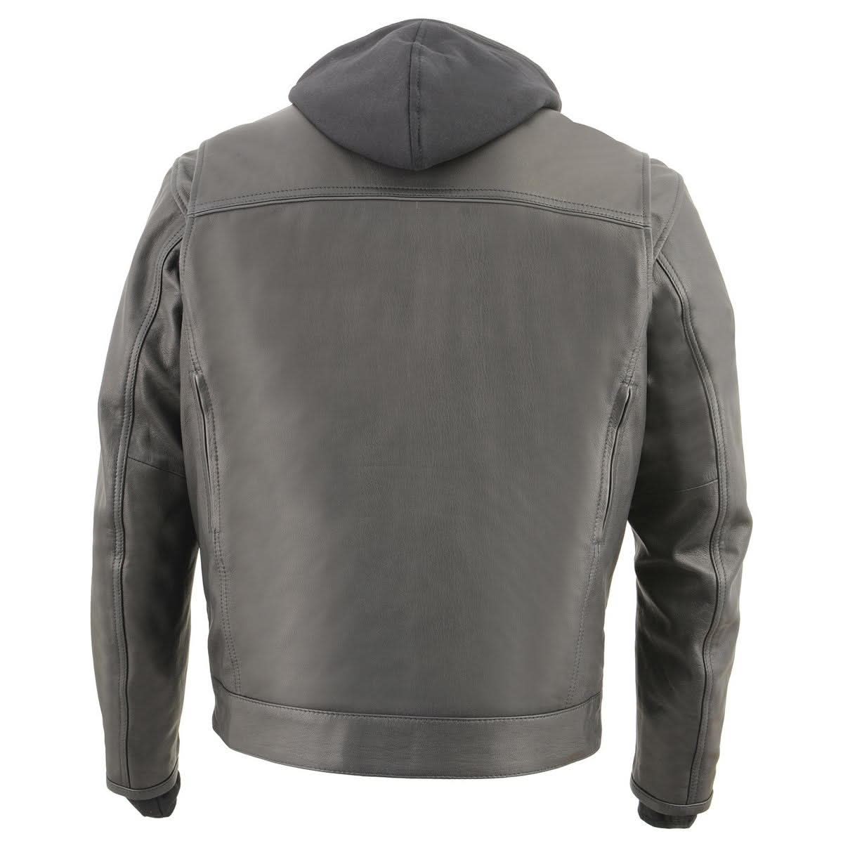 Milwaukee Leather MLM1537 Men's Black Leather ‘Utility Pocket’ Vented Jacket with Removable Hoodie