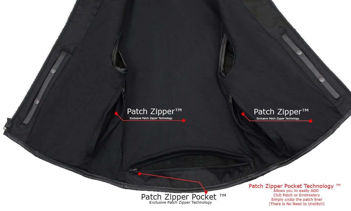 Milwaukee Leather MLM3500 Men's Swat Style Rider Leather Vest w/ Single Panel Back for Club Patches