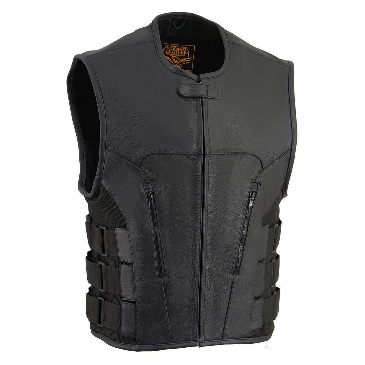 Milwaukee Leather MLM3500 Men's Swat Style Rider Leather Vest w/ Single Panel Back for Club Patches