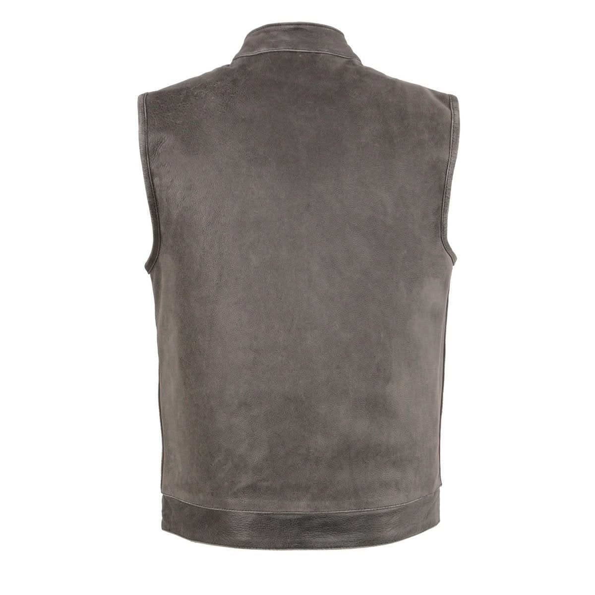Milwaukee Leather MLM3513 Men's Premium Leather Club-Style Motorcycle Vest w/ Snaps and Zipper Closure