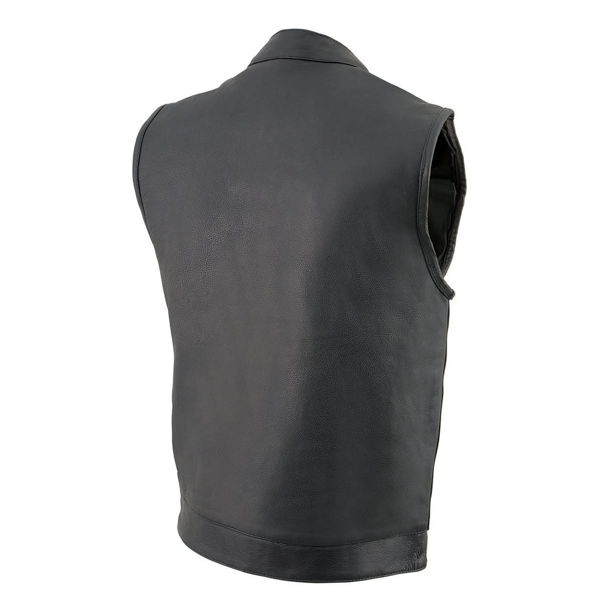 Milwaukee Leather Men's MLM3514 Black Premium Dual Closure Club Style Motorcycle Vest w/ Cool-Tec Leather Treatment