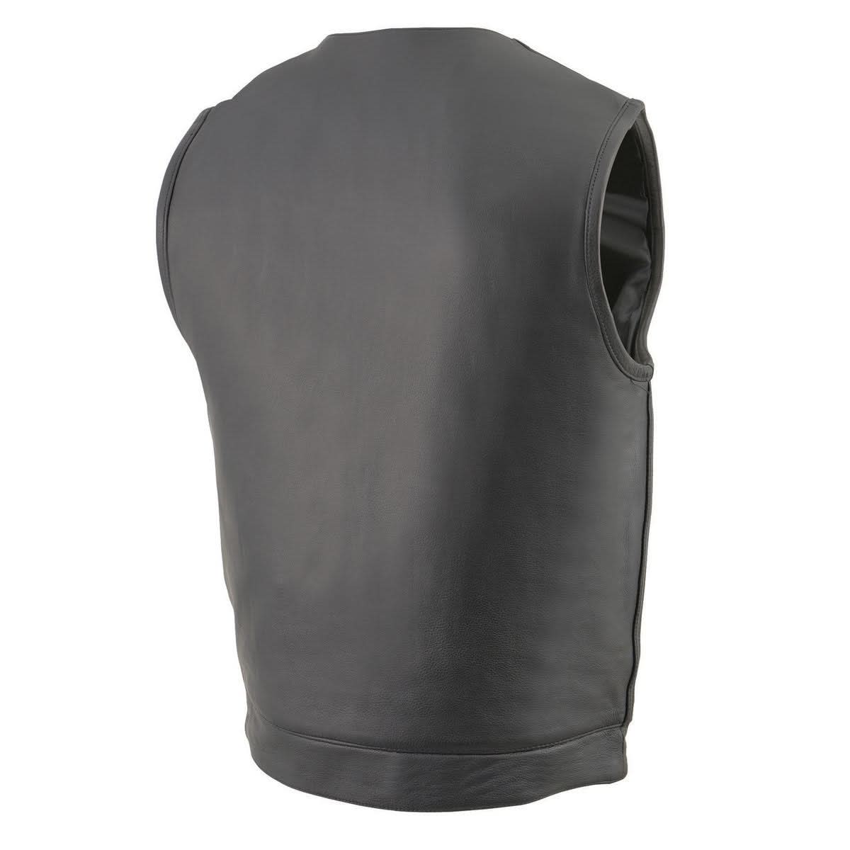Milwaukee Leather Men's MLM3515 Black Premium Collarless Club Style Motorcycle Vest w/ Cool-Tec Leather Treatment