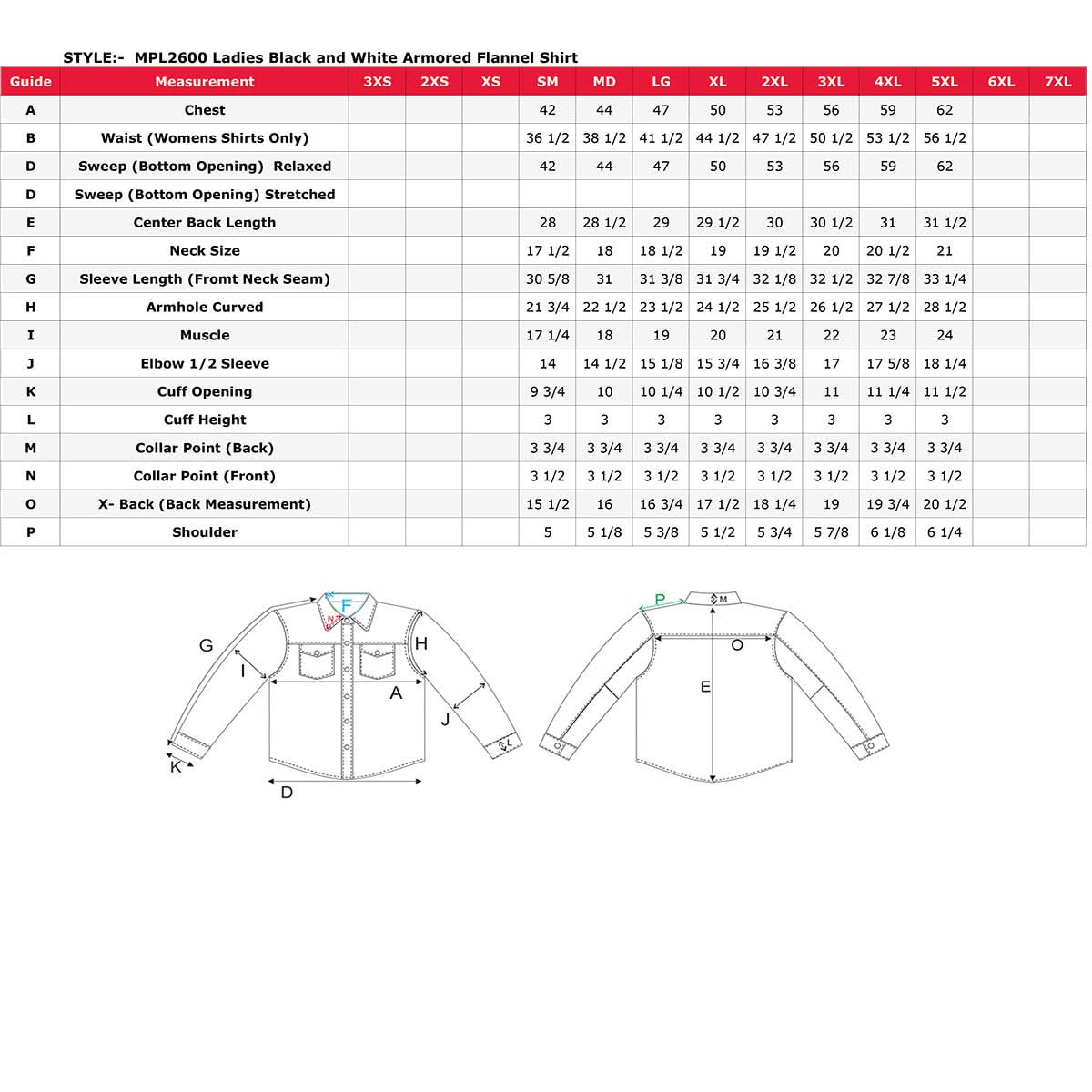 Milwaukee Leather MPL2600 Women’s Plaid Flannel Biker Shirt w/ CE Approved Armor - Reinforced w/ Aramid Fiber