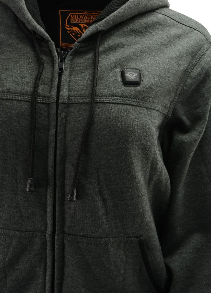Nexgen Heat MPL2713SET Women Grey 'Heated' Front Zipper Fiery Hoodie Jacket for Outdoor Activities w/ Battery Pack