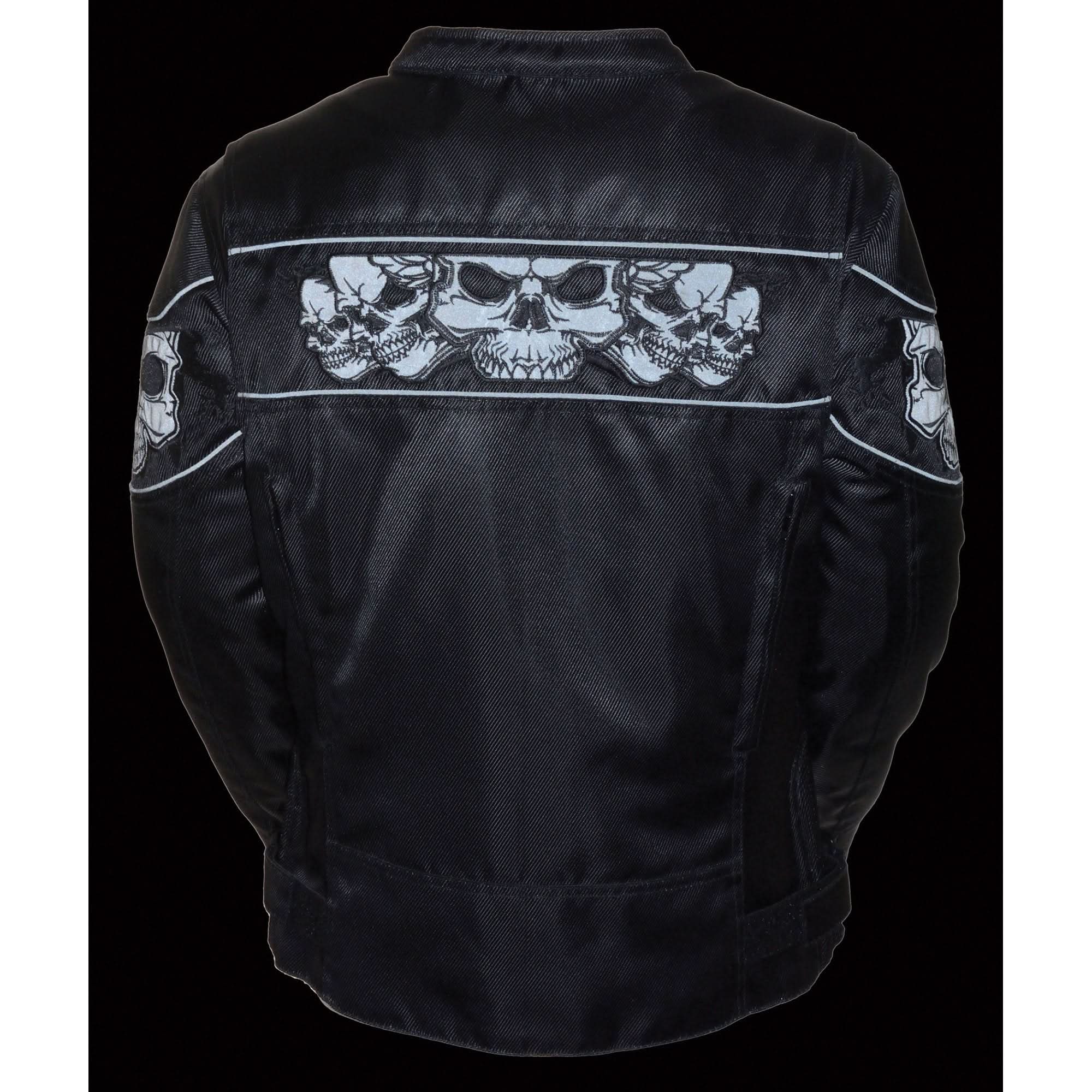 Milwaukee Leather MPL2730 Women's Black Crossover Textile Scooter Jacket with Reflective Skulls