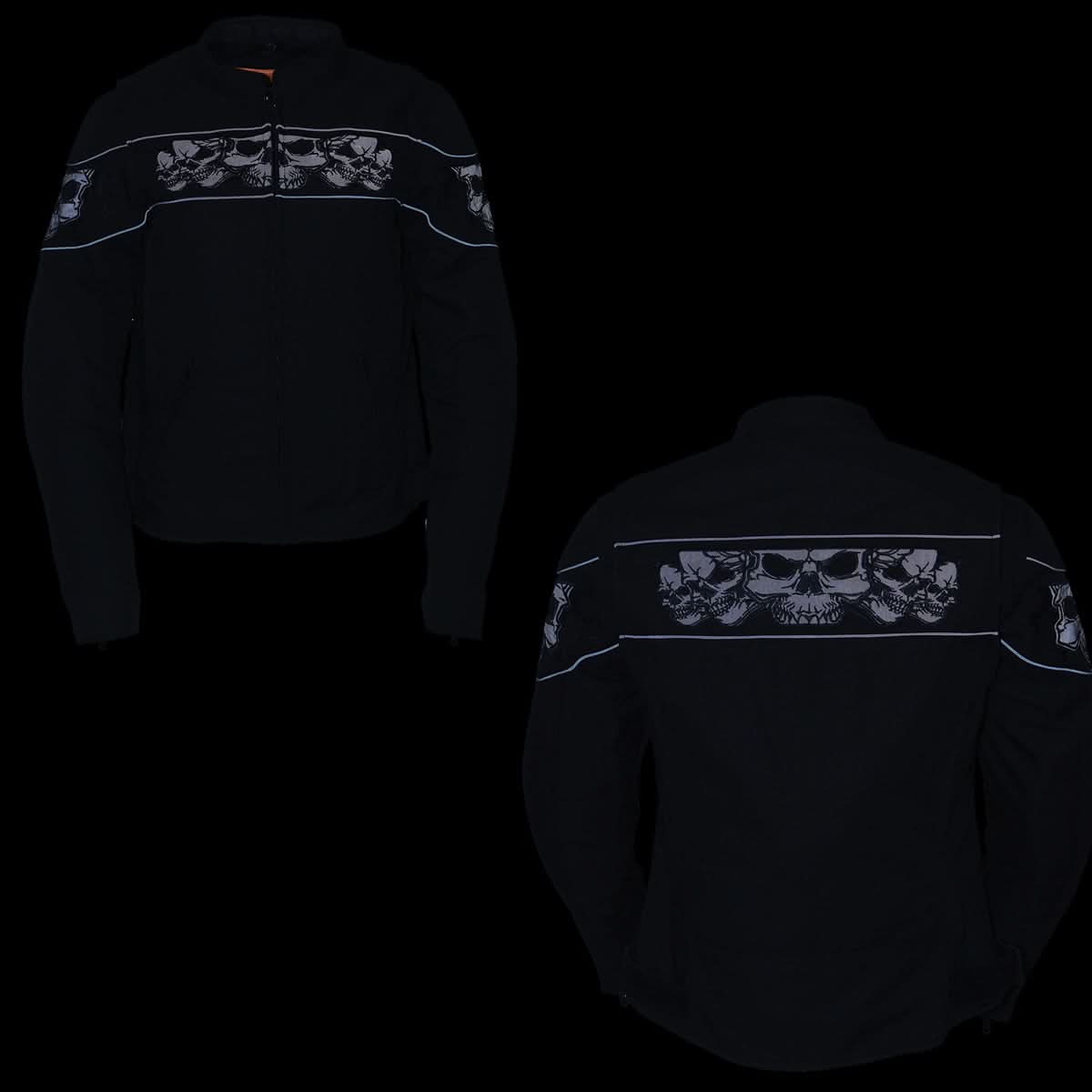 Milwaukee Leather MPL2730 Women's Black Crossover Textile Scooter Jacket with Reflective Skulls