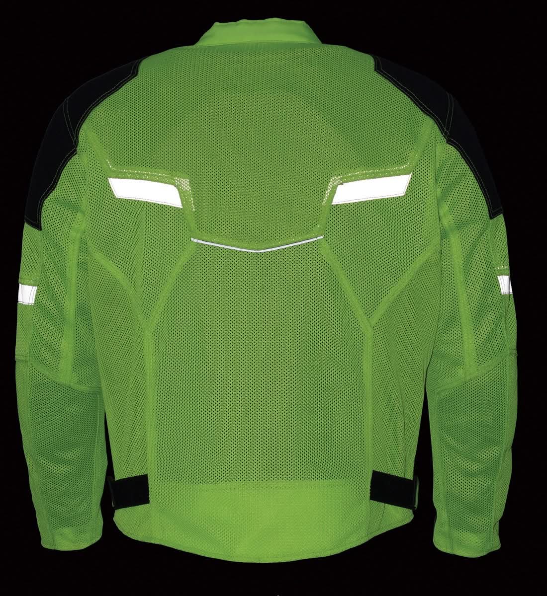 Milwaukee Leather MPM1792 Men's Black and High-Viz Green CE Armored Textile Motorcycle Jacket- All Season Biker Jacket