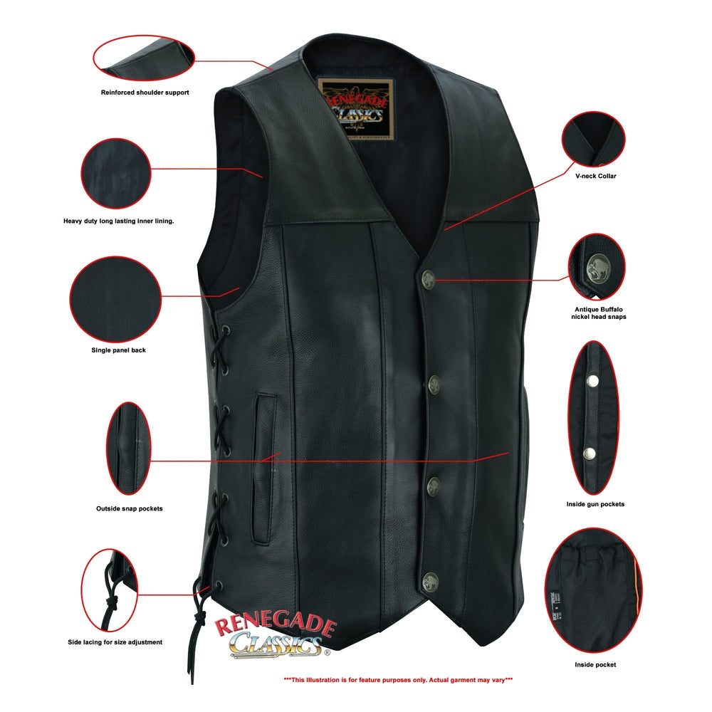 RC142 Men's Single Back Panel Concealed Carry Vest (Buffalo Nickel He