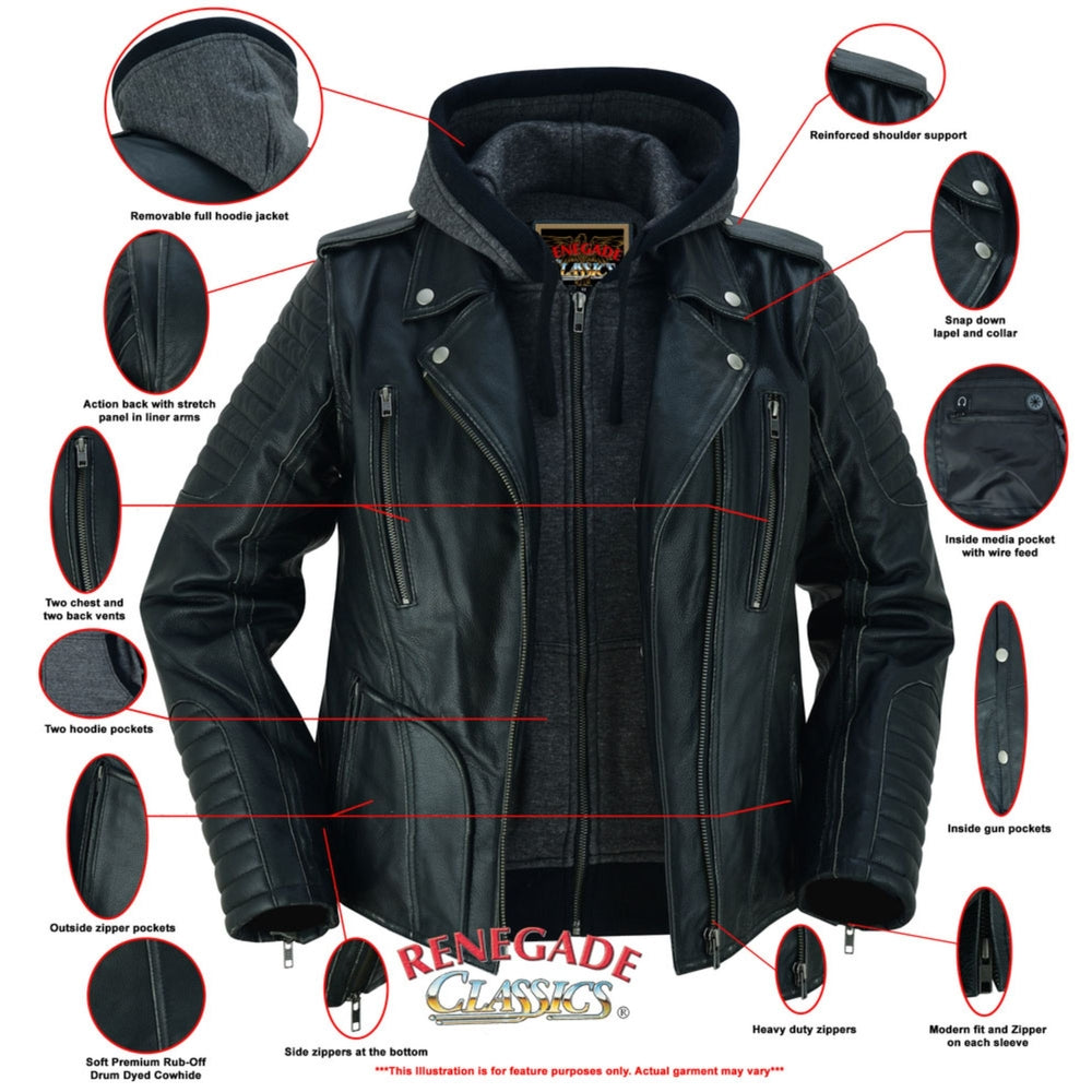 RC877 Women's M/C Jacket with Rub-Off Finish