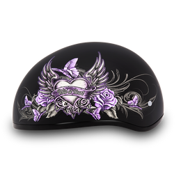 DOT Approved Daytona Motorcycle Half Face Helmet - Skull Cap Graphics for Men & Women, Scooters, ATVs, UTVs & Choppers - W/ Wild At Heart