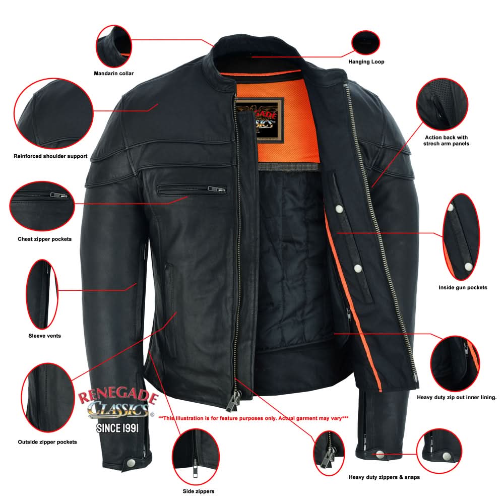 Speedster Men’s Black Leather Motorcycle Jacket Men's Leather Jackets Renegade Classics