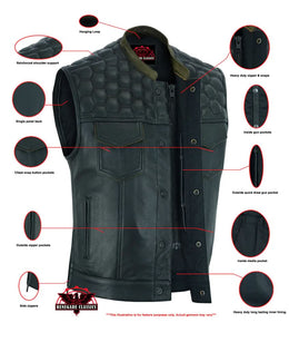 ShadowProof Whiskey Men's Motorcycle Leather Vest - Black