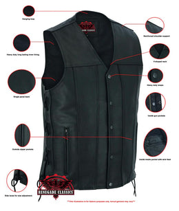 Curated Men's Tall  Biker Leather Vest- Black