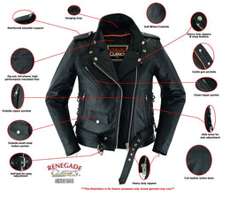 SpeedMoto Women's Leather Motorcycle Vest Women's Leather Jackets Renegade Classics