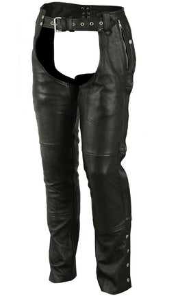 Rider Shield Black leather motorcycle chaps - Black Chaps & Pants Renegade Classics