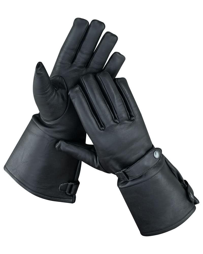 Torque Men's Leather Gauntlet Gloves – Black Men's Gauntlet Gloves Renegade Classics