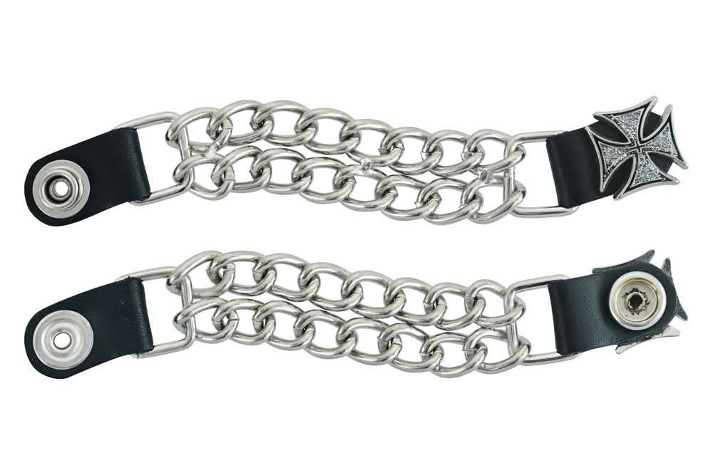 PKV142D Vest Extender - Iron Cross with Silver Glitter Vest Extenders Renegade Classics