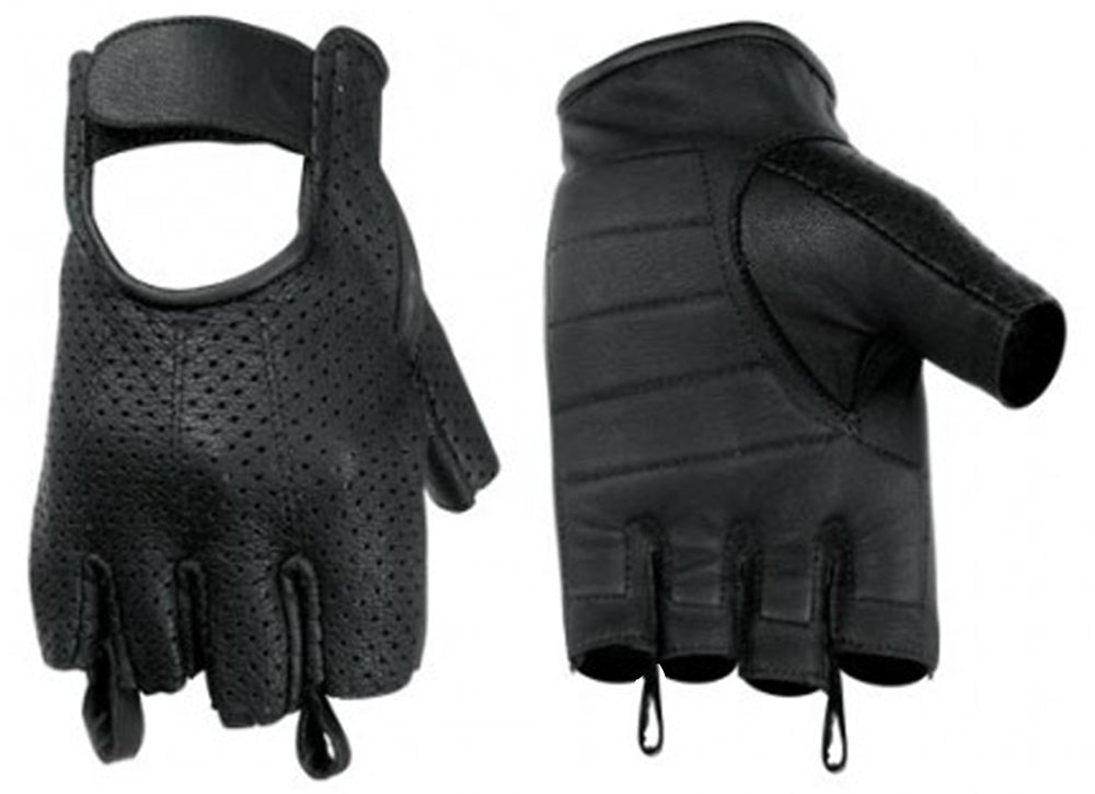 Leather Motorcycle Gloves - Women's - Washed Out Gray - Perforated -  Fingerless -DS74-DS