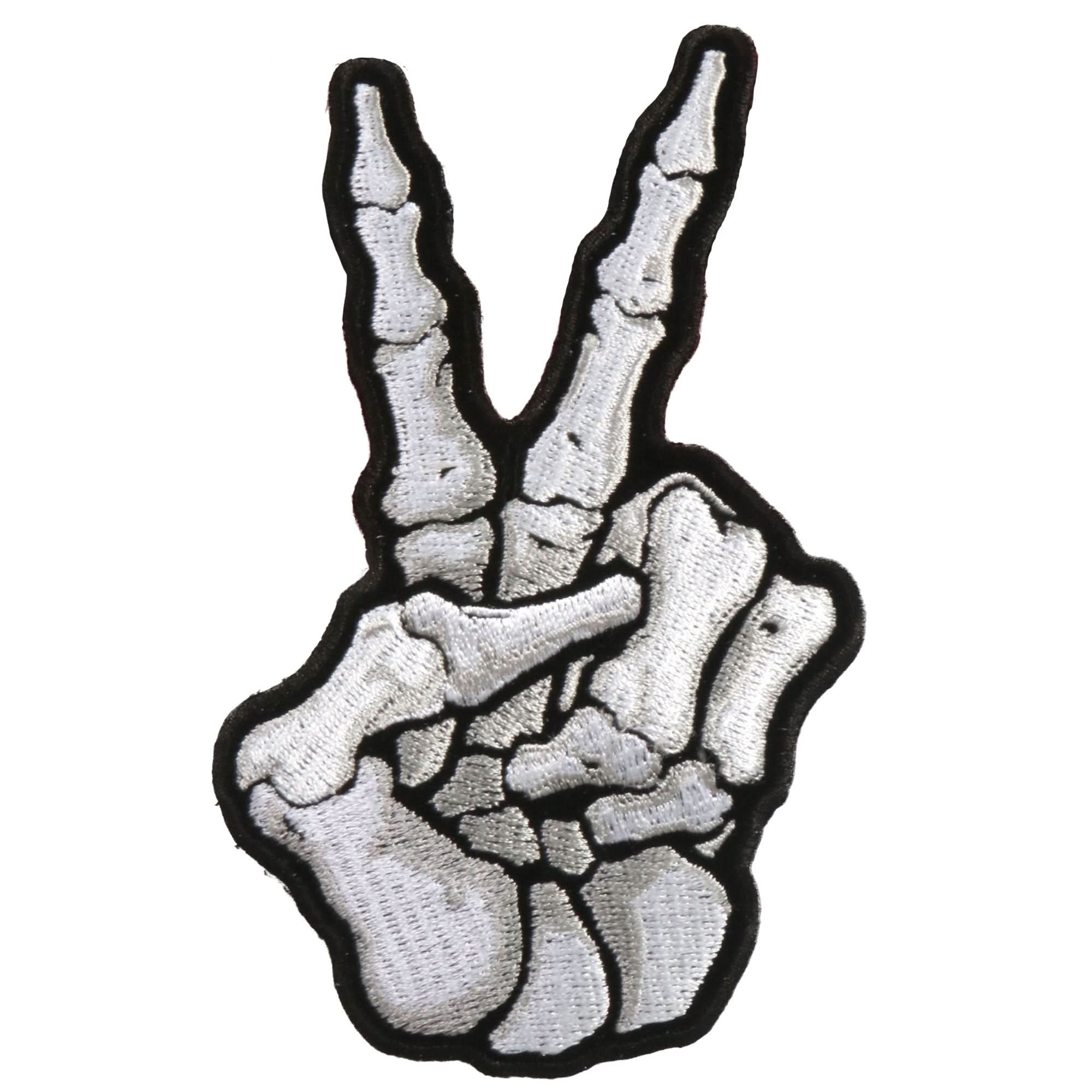 Hot Leathers 3" x 5" Skeleton Peace Sign Patch